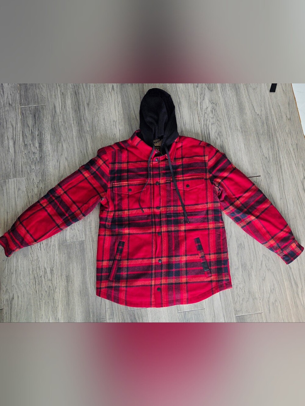 NWOT Men's Red Plaid Hooded Jacket